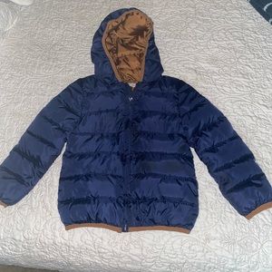 EPIC THREADS lightweight puffy zipper kids jacket, size 6, color:blue and brown